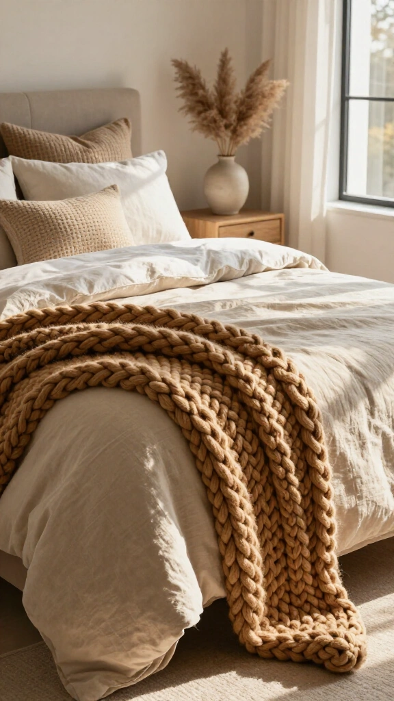 Layer bedding in warm neutral tones