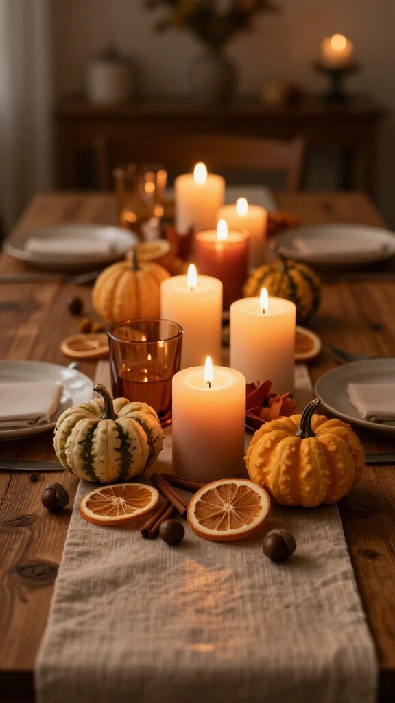 Cozy candlelit tablescape