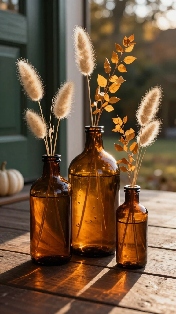 Accent with moody amber glass bottles