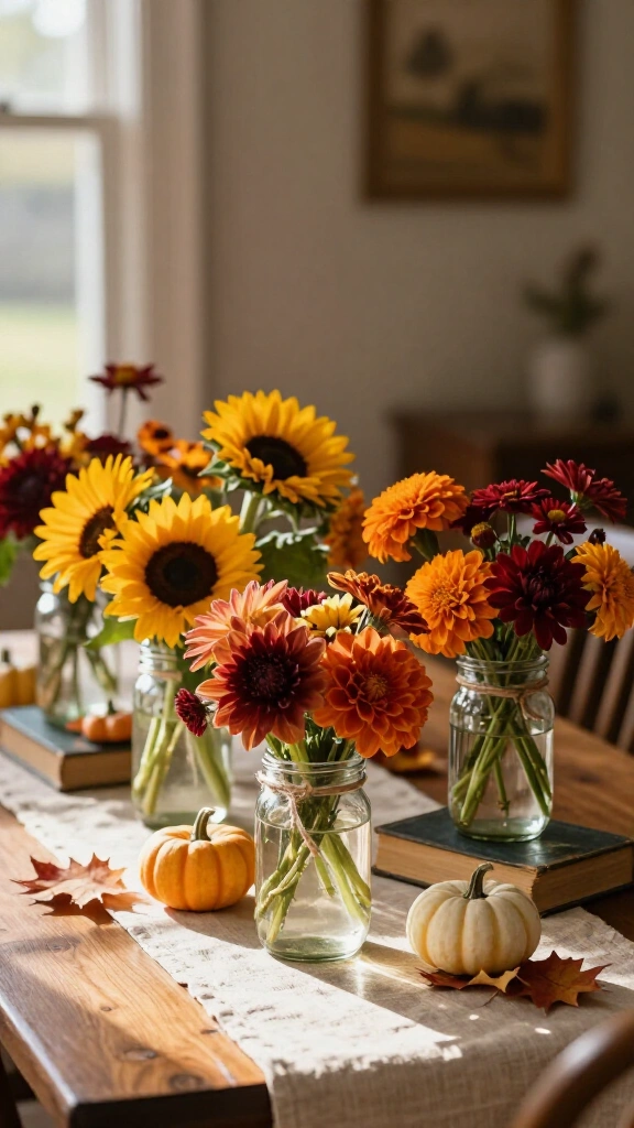 Mason jar floral arrangements