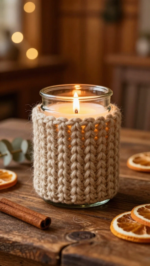 Cinnamon stick candle cozies