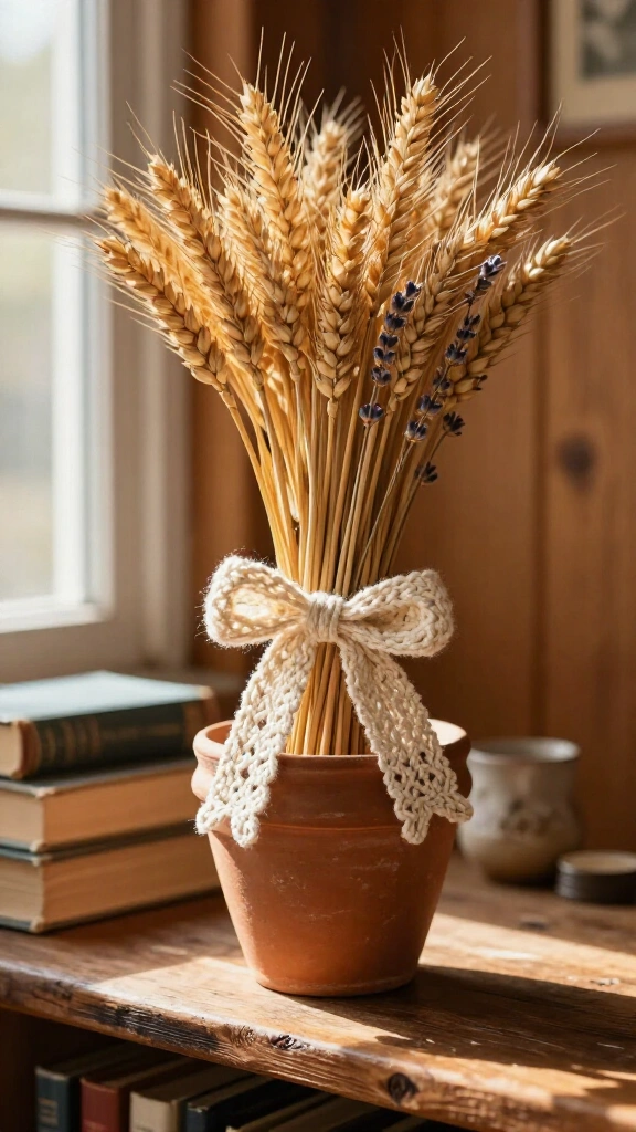 Dried wheat sheaf cord wrap