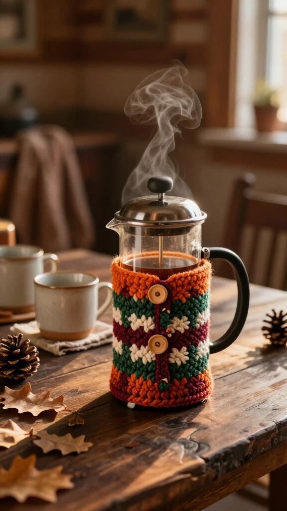 Campfire plaid French press cozy