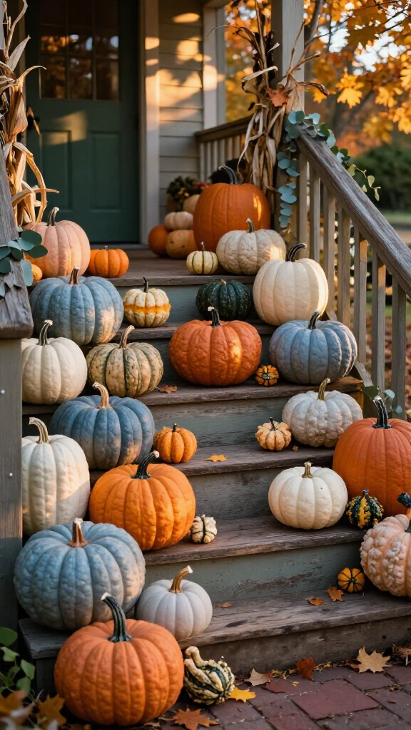 Cascading heirloom pumpkin steps