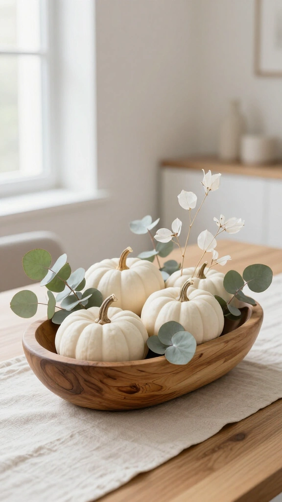 White pumpkin and eucalyptus elegance