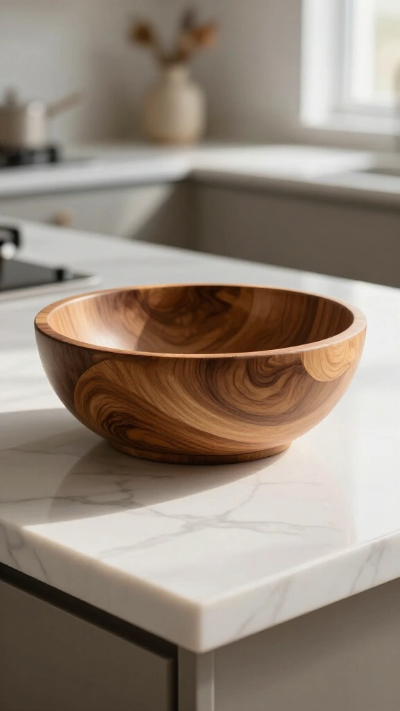 Place raw wood bowls on flat surfaces