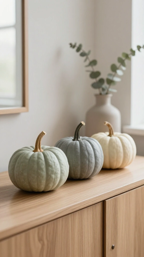 Display real heirloom pumpkins in muted shades