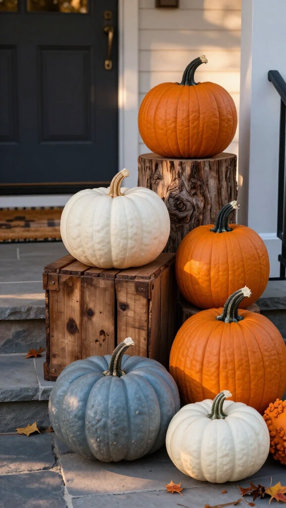 Layer your pumpkins by height and texture