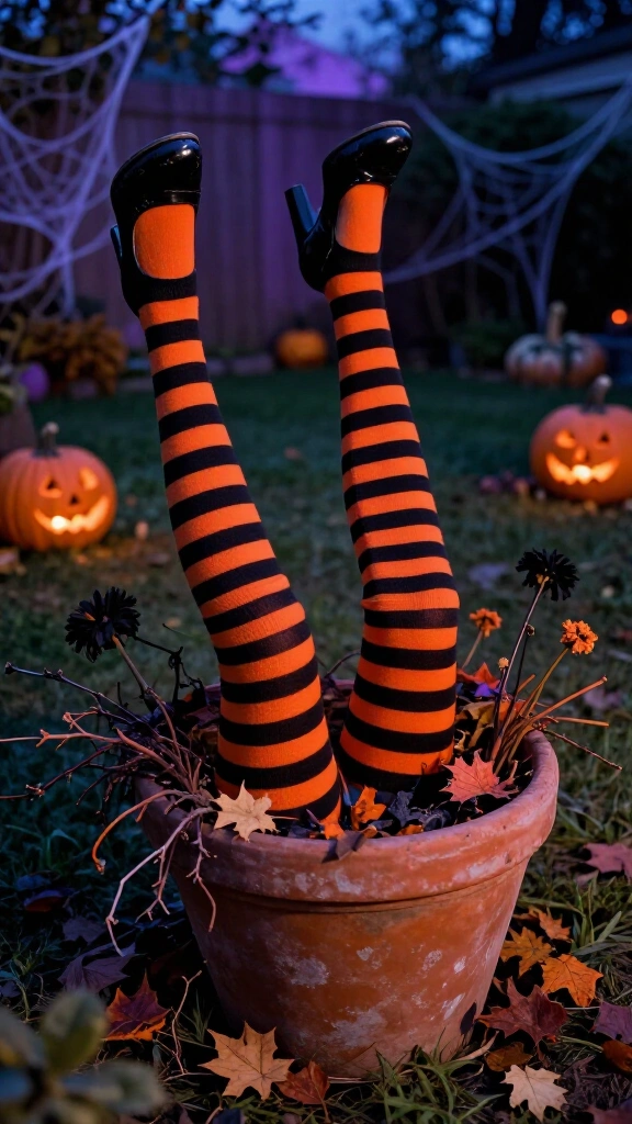 Pool noodle witch legs