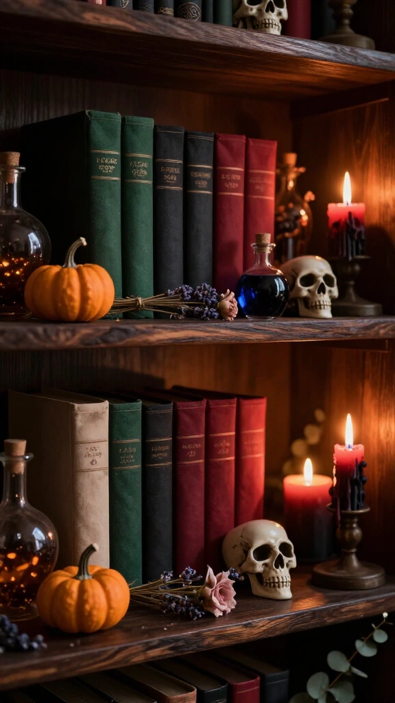Style a witchy bookshelf