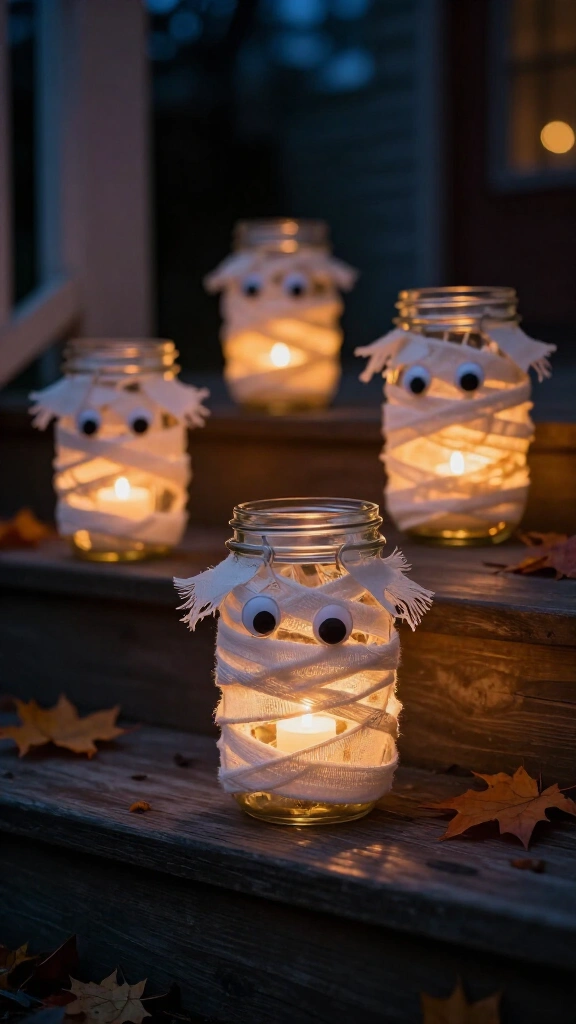 Mason jar mummy lanterns
