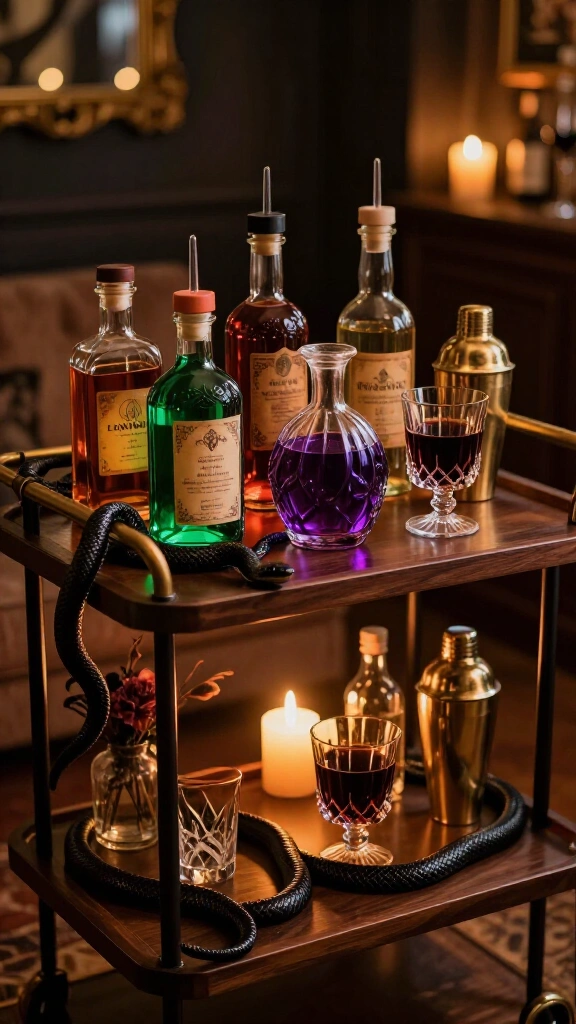 Poison bottle bar cart