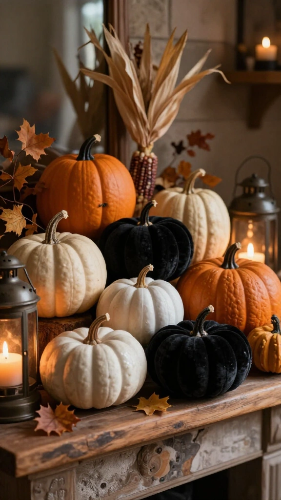 Create a pumpkin and gourd vignette