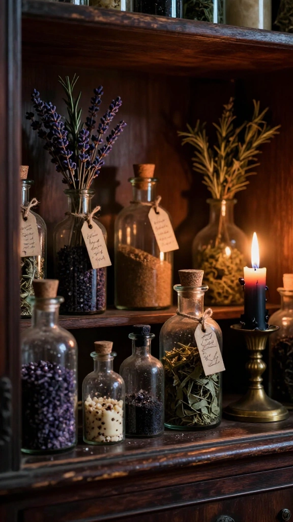 Incorporate a vintage apothecary display