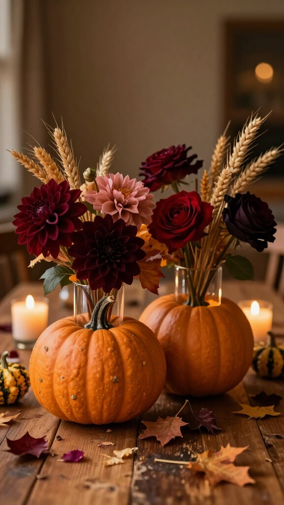 Pumpkin flower vases
