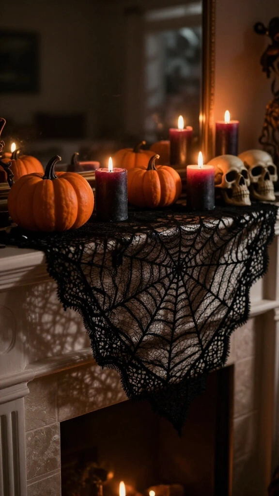 Black lace mantle scarf