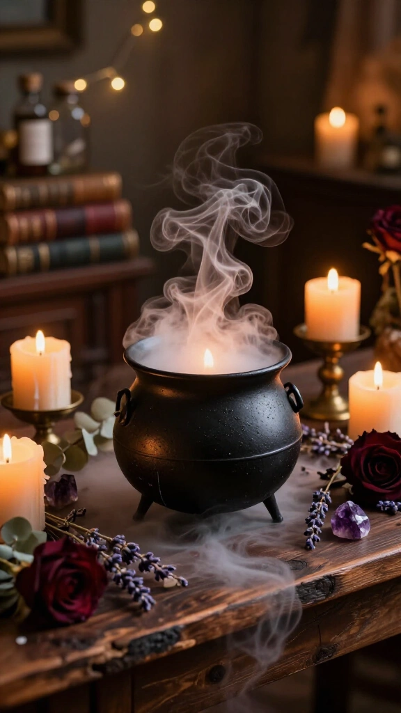 Incorporate a black cauldron or smoke machine