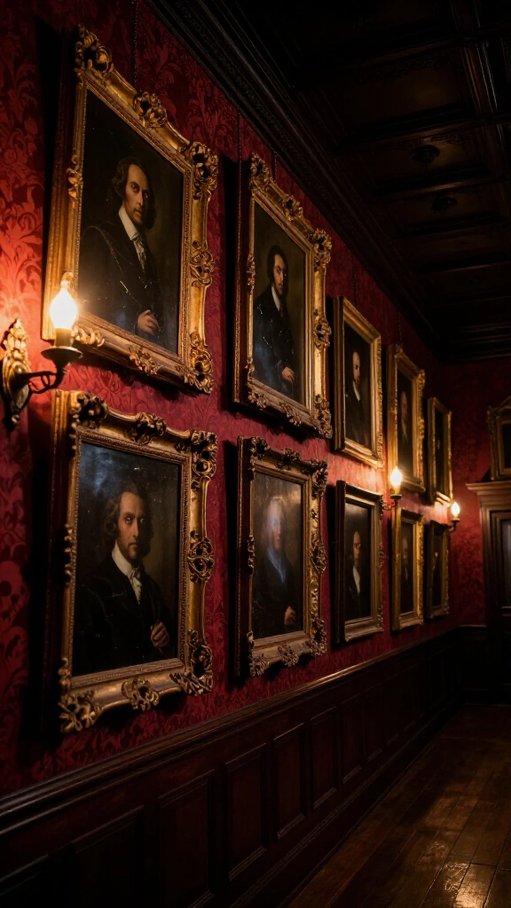 Create a haunted portrait gallery wall