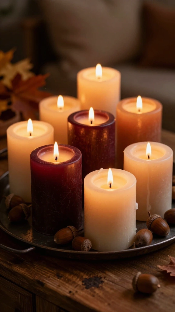 Cinnamon and clove scented pillar candles