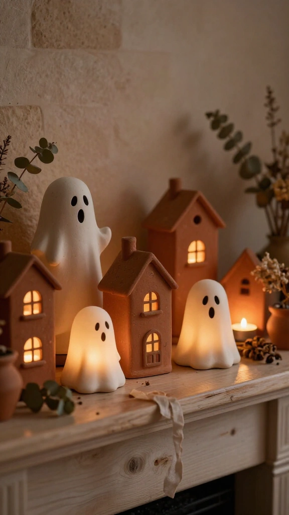 Neutral terracotta and ceramic ghost village