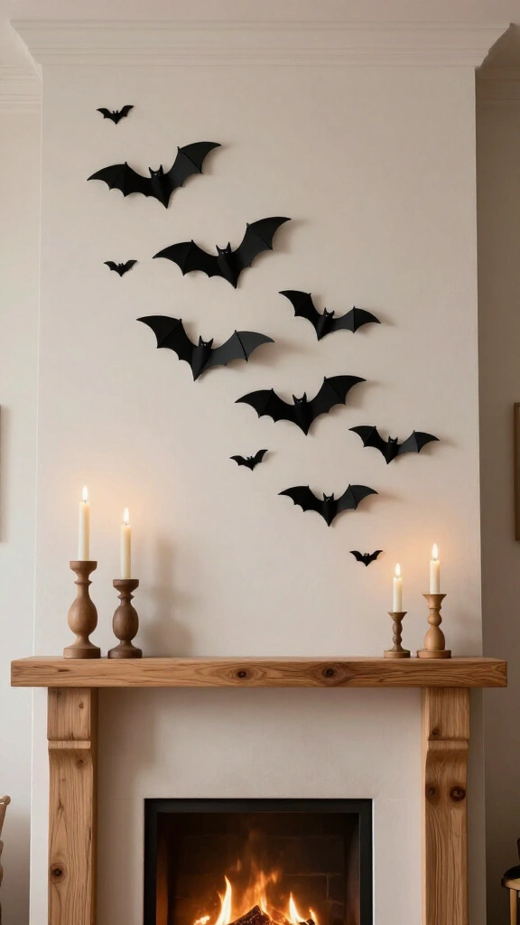 Subtle spooky bat swarm art