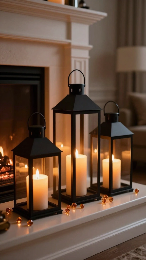 Minimalist charcoal lantern trio