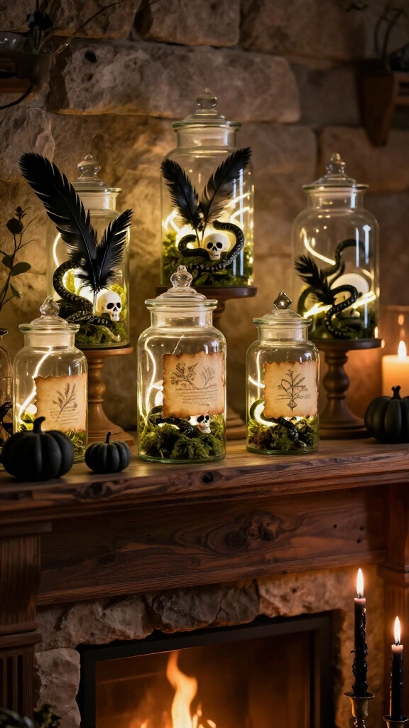 Glow-in-the-dark apothecary jar display