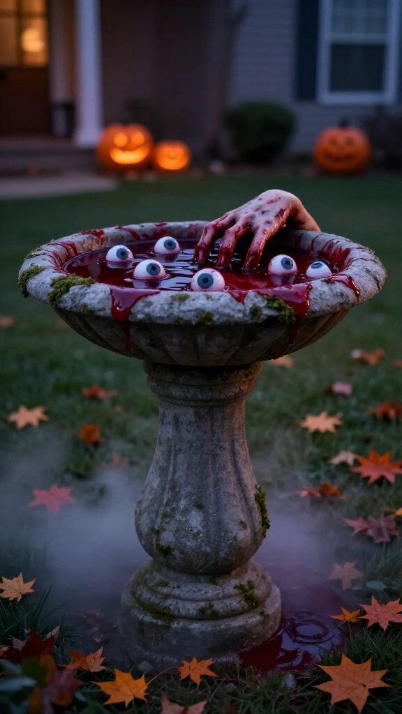 Severed hand punch bowl or birdbath prop