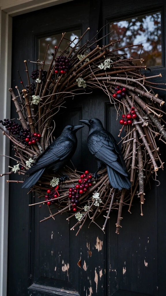 Twig & crow door wreath