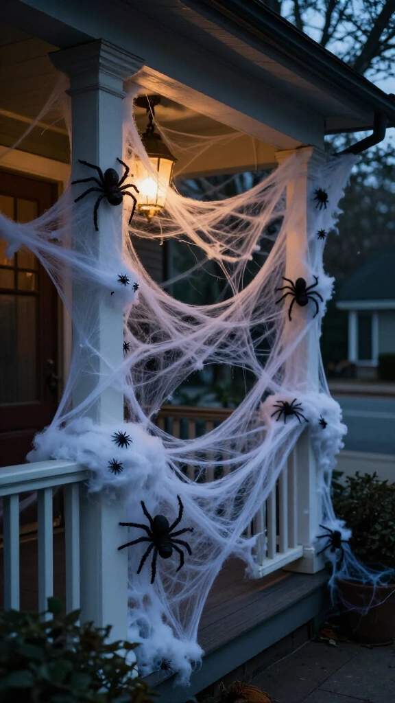 Spider web wrapped columns