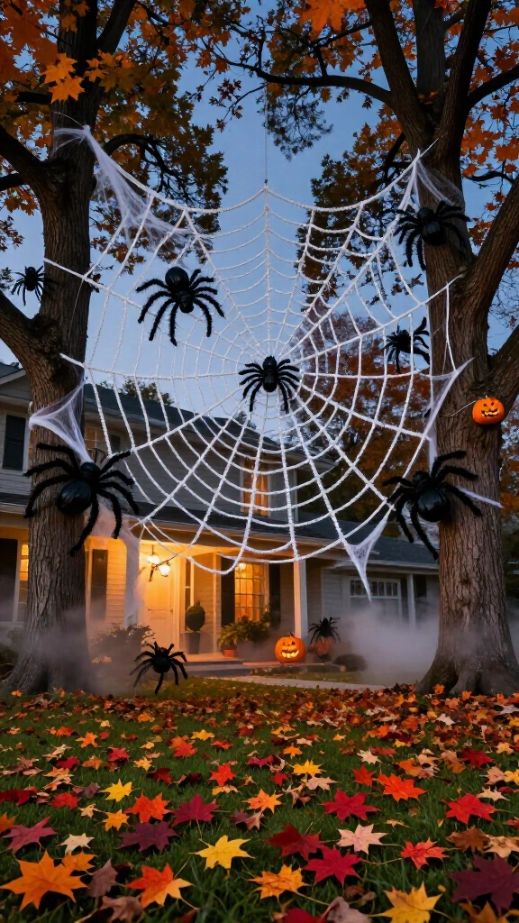 Giant rope spiderweb outdoor accent
