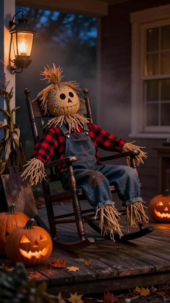 Scarecrow rocking chair scene