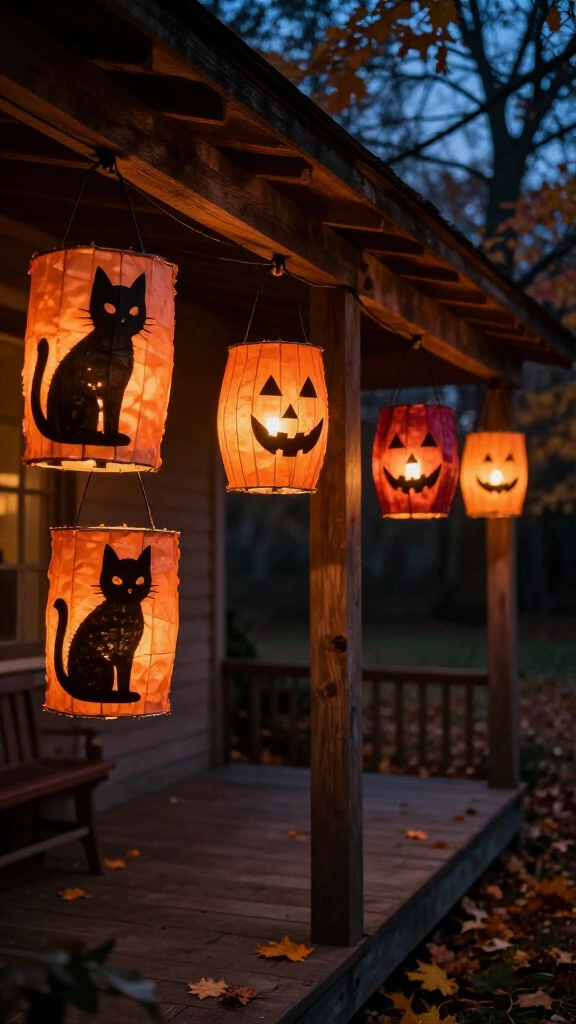 Cardboard and crepe paper lanterns
