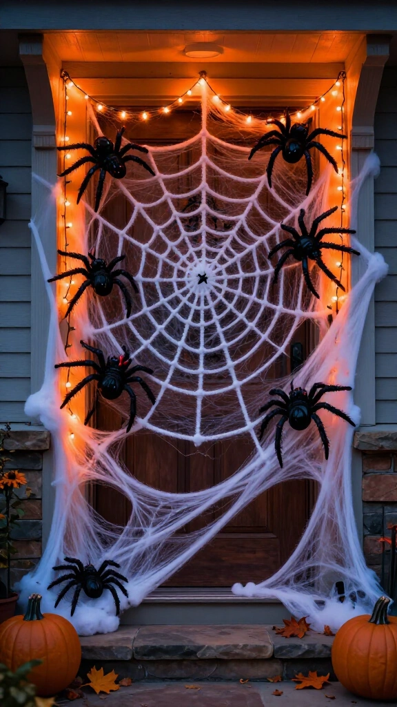 Giant spider web door cover