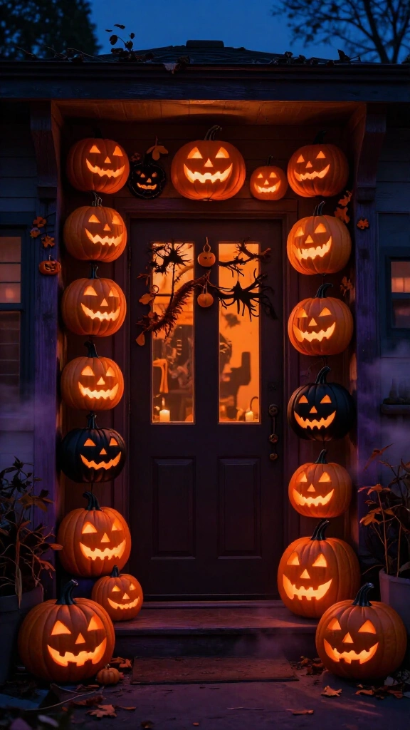 Pumpkin carving gallery door display