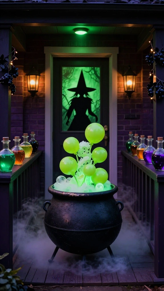 Cauldron bubbling door scene