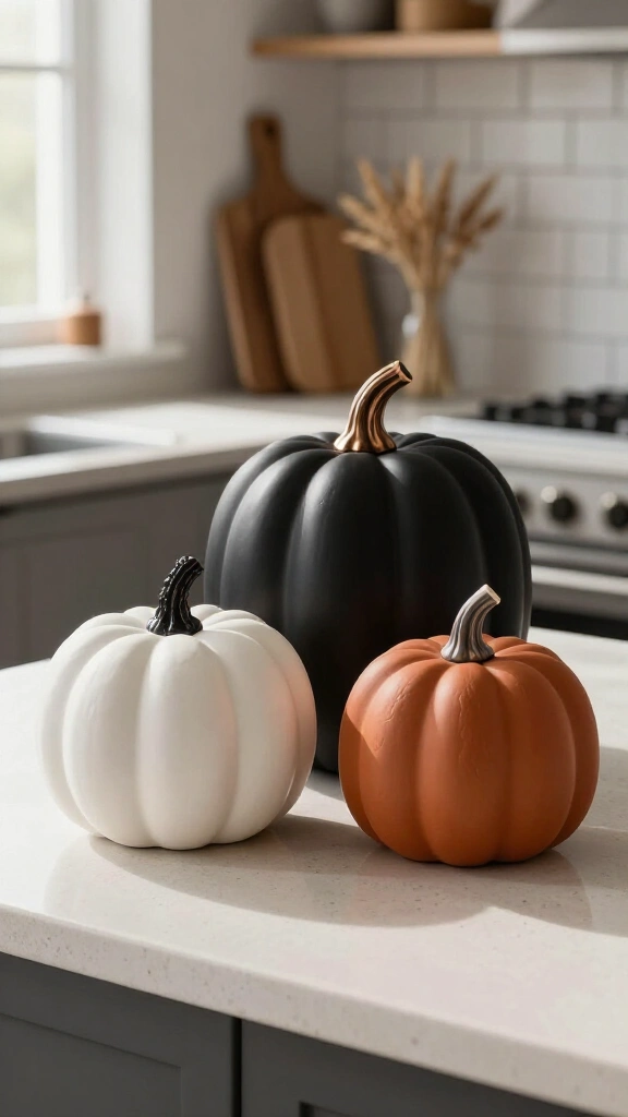 Faux matte ceramic and resin pumpkins