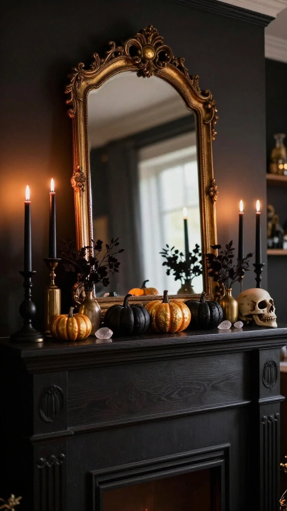 Create a moody Halloween mantel display