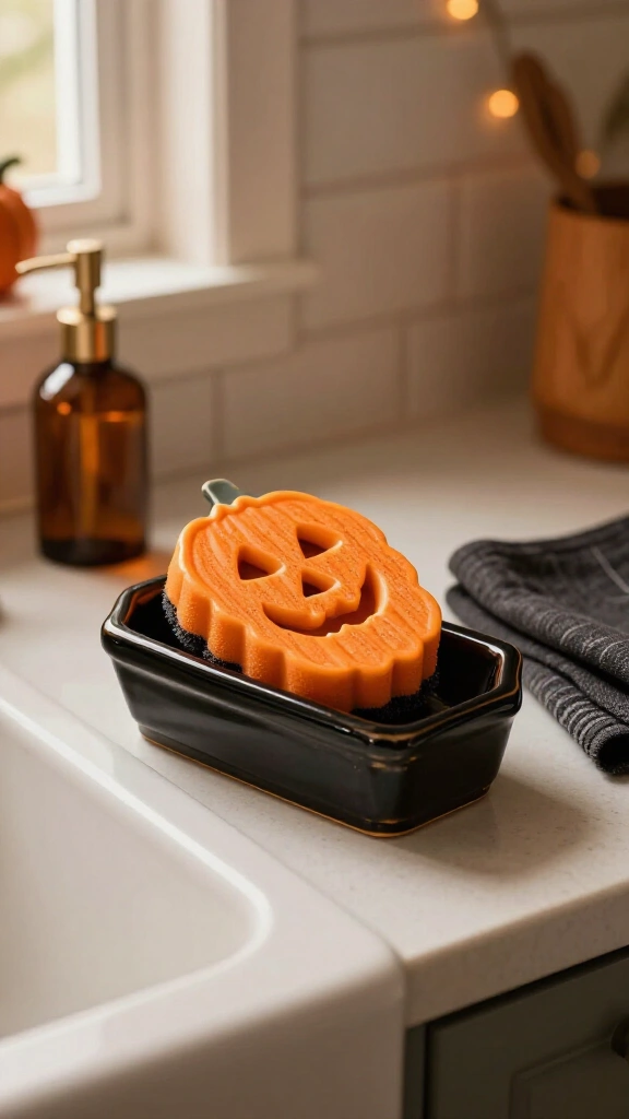 Spooky Halloween dish sponge and soap caddy