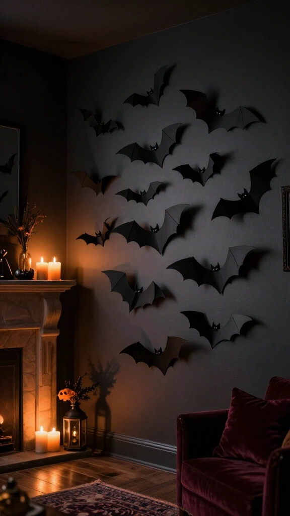 A swarm of flying paper bats