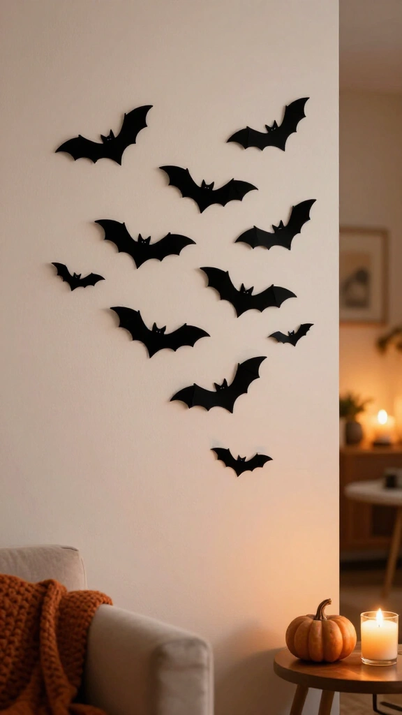 Hang bat silhouette wall decals