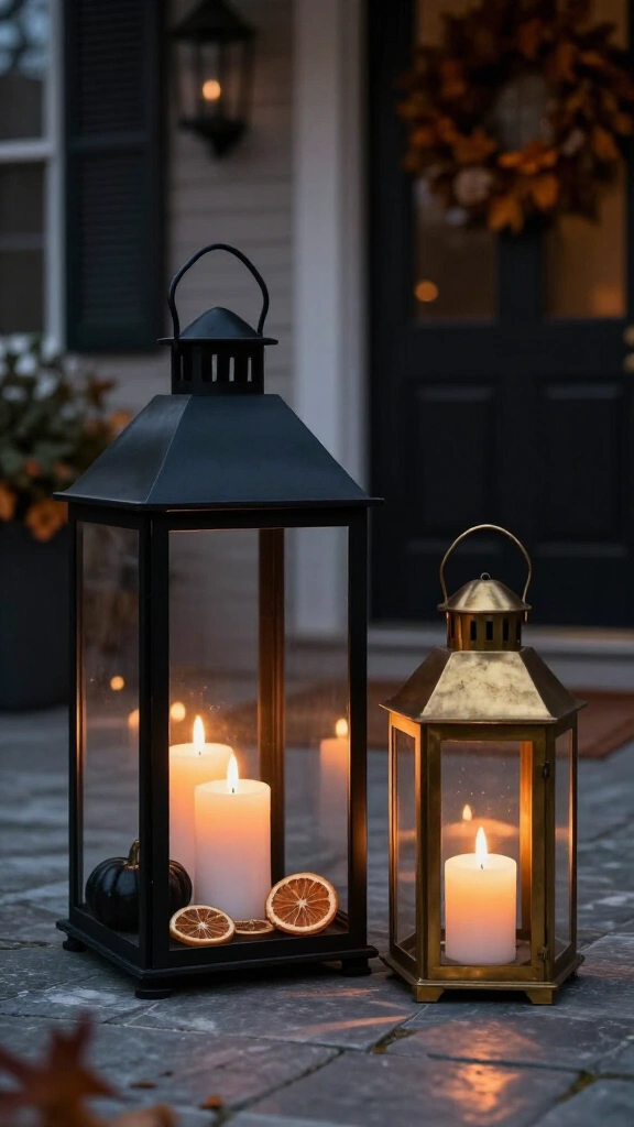 Oversized lanterns with pillar candles