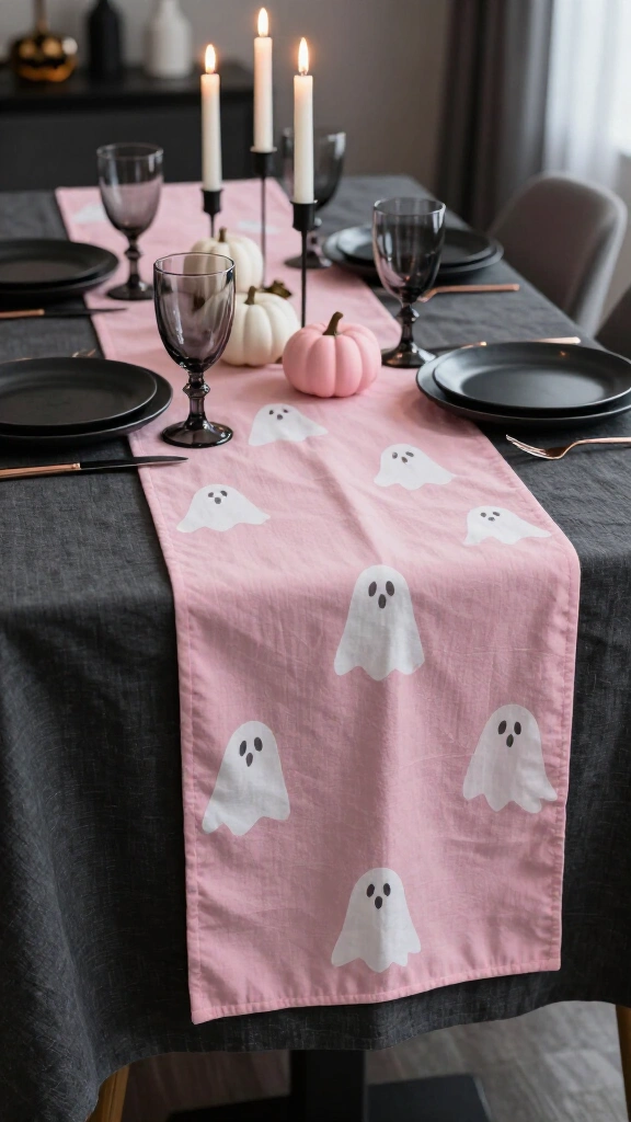 Pastel pink ghost table runners