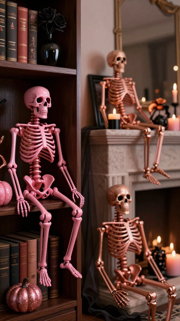 Rose gold & pink skeleton accents