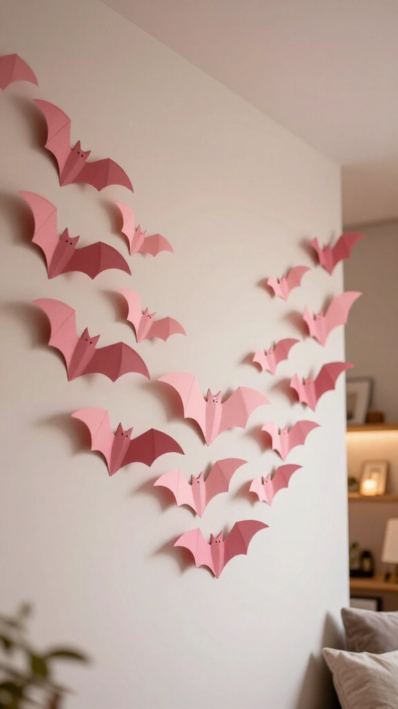 Soft pink bat wall garland