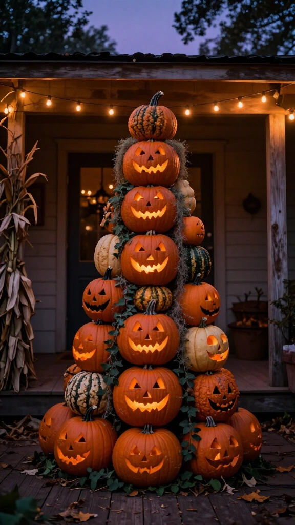 The classic stacked pumpkin tower