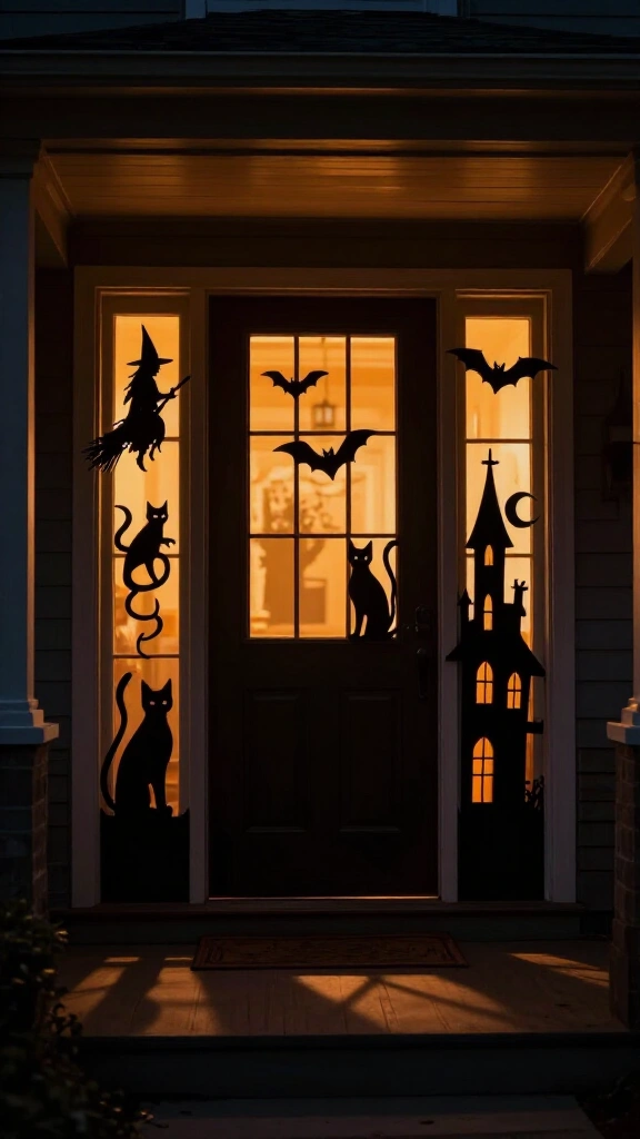 Spooky silhouette window and door panels