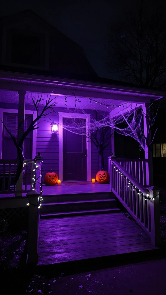 Eerie purple and black lighting setup