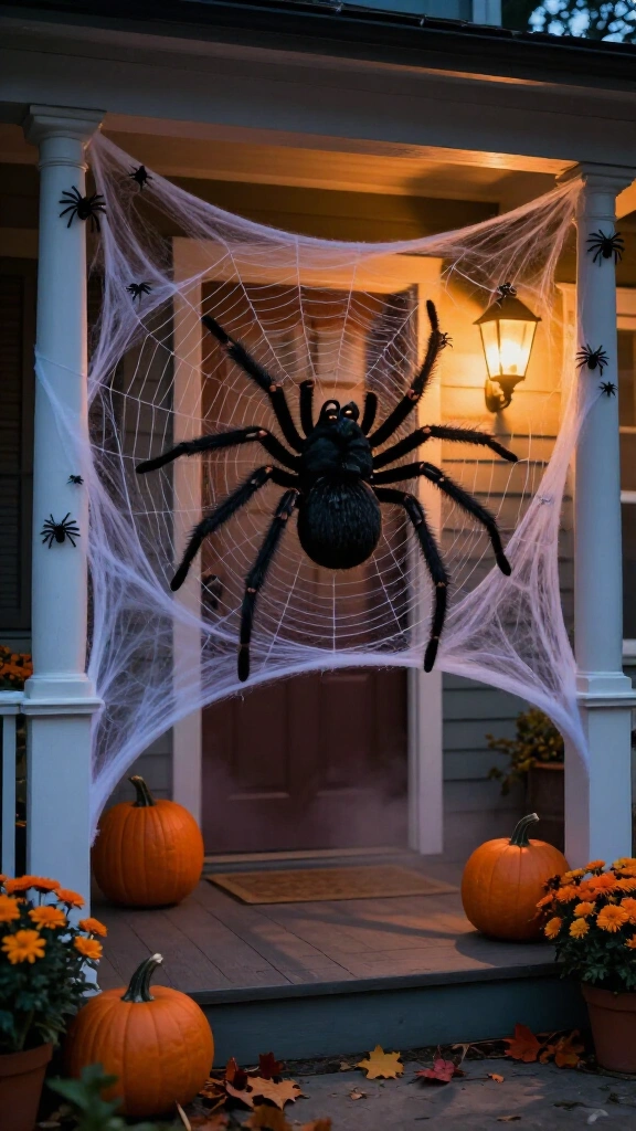 Giant spider web with oversized spider