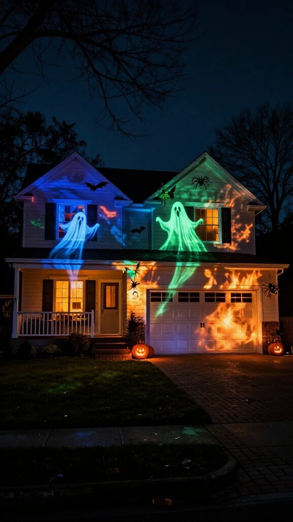 Projected moving images on your porch or house front